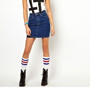 American apparel high waist denim mini skirt